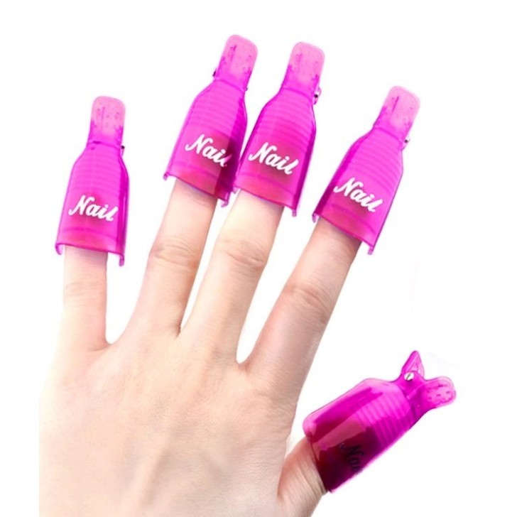 KIT 10 Clips POUR RETIRER Gel ET SEMI-PERMANENTS POUR Nail art - ROSE nails à usage professionnel