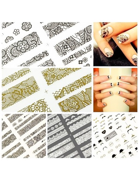 Nail art e decorazioni per unghie: ADESIVI STICKERS BIANCO/WHITE - KIT 3pz ST216 ADESIVI STICKERS