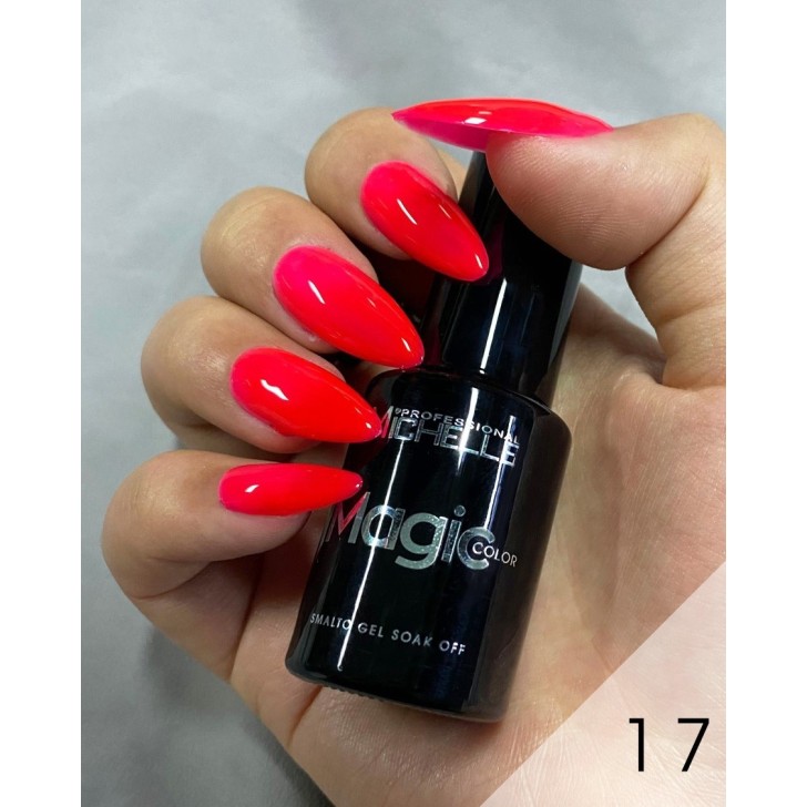 semi-permanent nail polish Michellenails Magic Color Semi-permanent - 017 coral red fluo