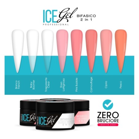 gel reconstructor para uñas Ice Gel BIFÁSICO - Pink ROSA 60ML uso profesional