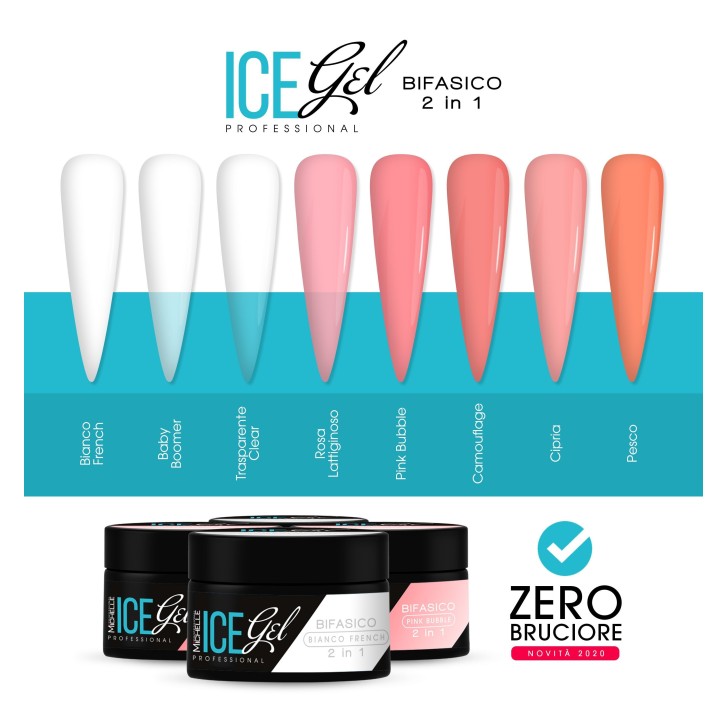 gel reconstruction for nails Ice Gel TWO-PHASE - POWDER 60ML professional use