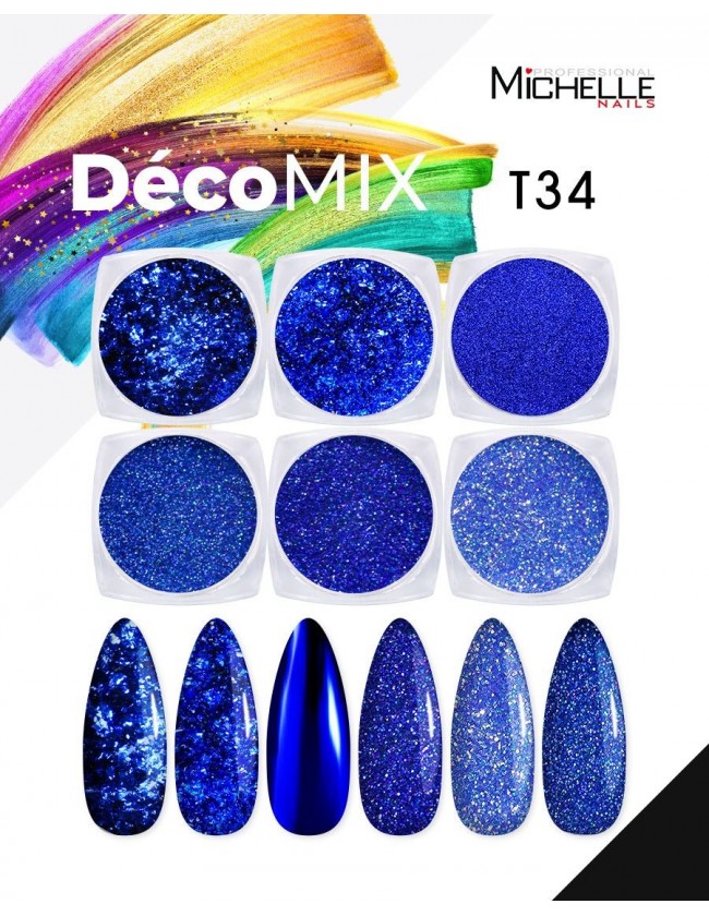 Nail art e decorazioni per unghie: DECOMIX Blu T34 GLITTER E PAILLETTES