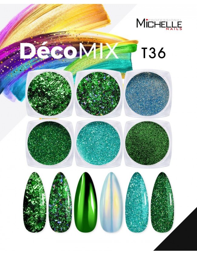 Nail art e decorazioni per unghie: DECOMIX Verde T36 GLITTER E PAILLETTES