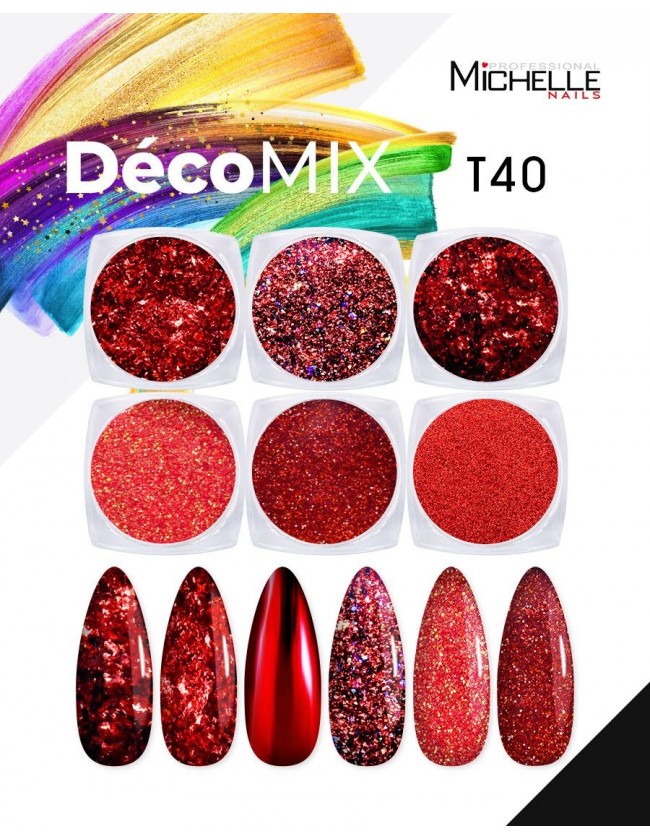 Nail art e decorazioni per unghie: DECOMIX Rosso T40 GLITTER E PAILLETTES