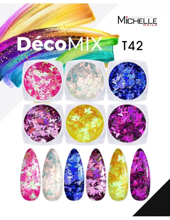 Nail art e decorazioni per unghie: DECOMIX Farfalle T42 GLITTER E PAILLETTES