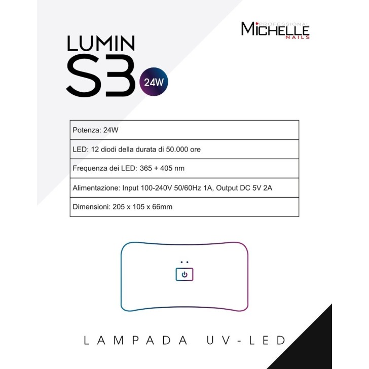 Equipo profesional para uñas, lámpara Uv Led compacta Lumin S3 de 24 W con Timer y sensor automático.