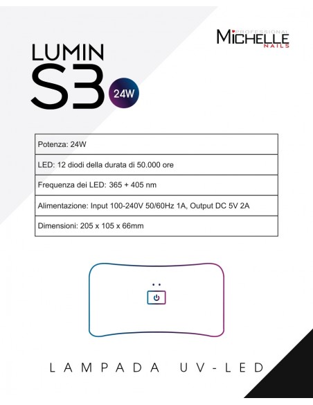 apparecchiatura uso professionale per unghie,  LUMIN S3 LAMPADA UV LED 24W compatta con Timer, Sensore automatico