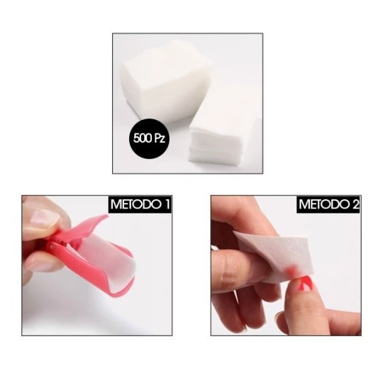 Accesorios para uñas Pads TOALLITAS DE ALGODÓN PRECORTADAS DE ALTA CALIDAD - 500 piezas Rosa Uso profesional nails 2