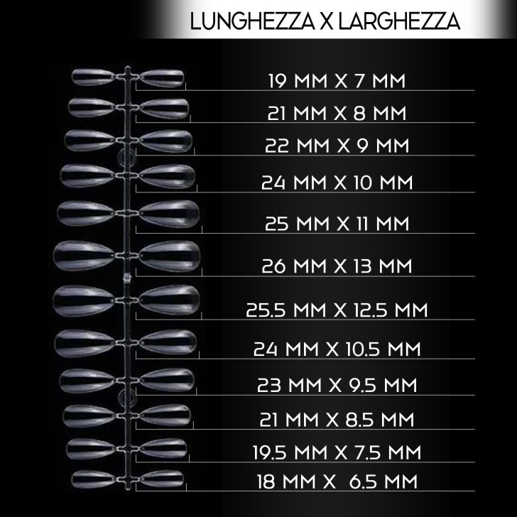 Nail accessories Fullcover Tips IN Gel ALMOND - TRANSPARENT Professional use nails