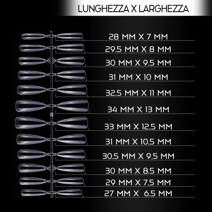 Nail accessories Fullcover Tips IN Gel STILETTO SHORT - TRANSPARENT Professional use nails
