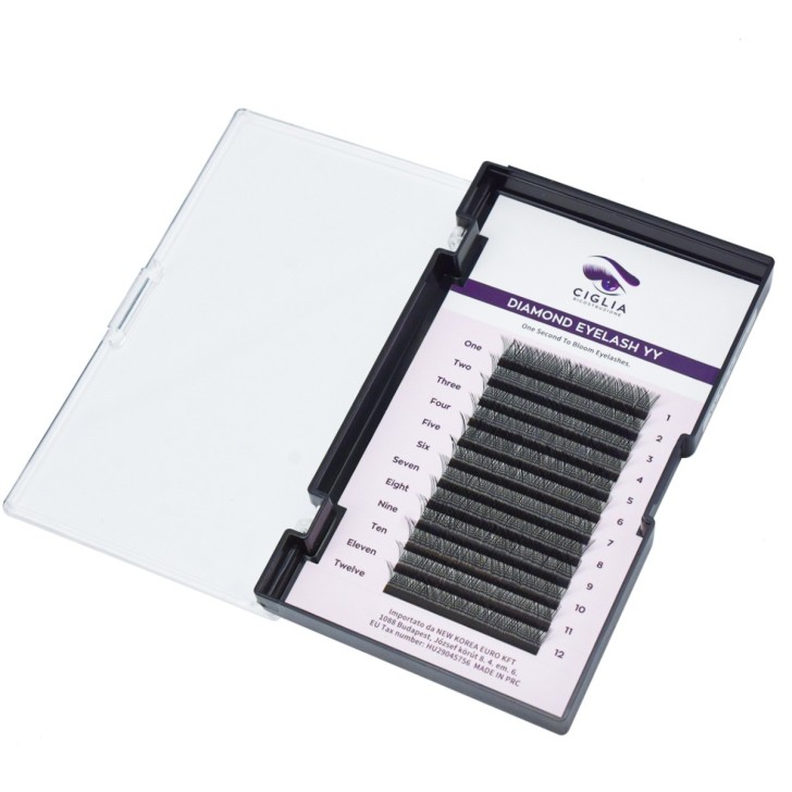 reconstrucción de pestañas, uso profesional EXTENSIÓN DE PESTAÑAS YY Curl D 0.07 - Diamond Eyelash YY de Michellenails pestañas