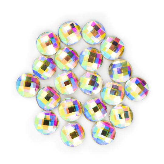Nail art and nail decorations: LARGE STONES Rainbow CIRCLE DECORATION H507 GLITTER AND Strass