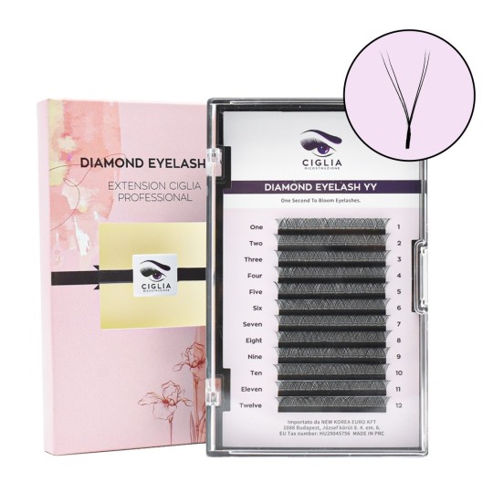 eyelash reconstruction, professional use EYELASH EXTENSION YY Curl C 0.07 - Diamond Eyelash YY by Michellenails eyelashes
