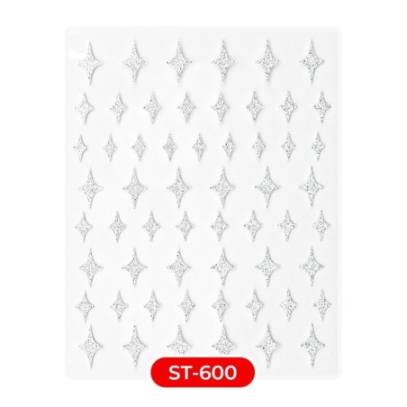Nail art et décorations d'ongles : STICKERS Stickers ST600 Étoiles à 4 branches silver STICKERS Stickers