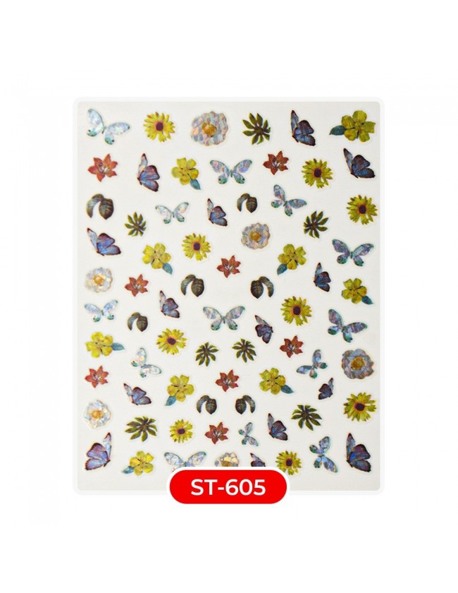 Nail art e decorazioni per unghie: ADESIVI STICKERS ST605 farfalle girasoli  ADESIVI STICKERS