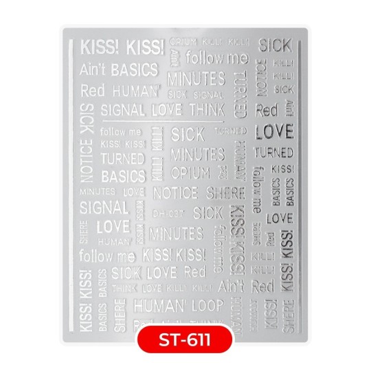 Nail art e decorazioni per unghie: ADESIVI STICKERS ST611 kisskiss argentato ADESIVI STICKERS