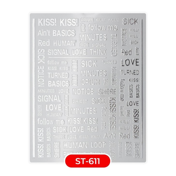 Nail art et décorations d'ongles : STICKERS Stickers ST611 kisskiss argent STICKERS Stickers