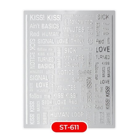 Nail art and nail decorations: STICKERS Stickers ST611 kisskiss silver STICKERS Stickers Nail art and nail decorations: STICKERS Stickers ST611 kisskiss silver STICKERS Stickers