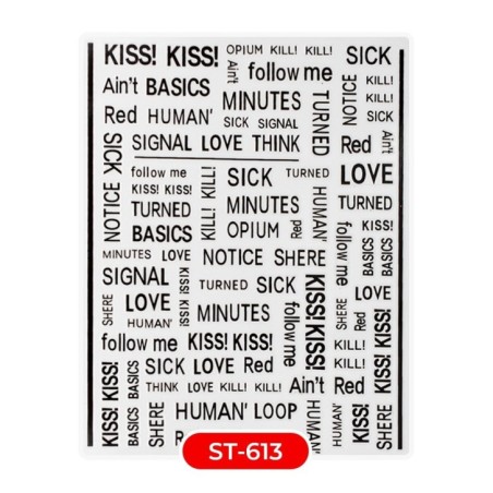 Nail art et décorations d'ongles : STICKERS Stickers ST613 kisskiss noir STICKERS Stickers