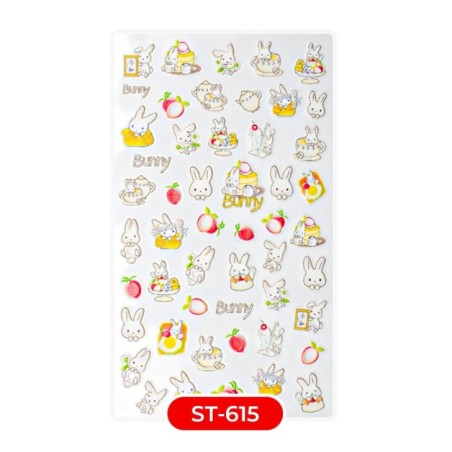 Nail art y decoraciones de uñas: Stickers PEGATINAS ST615 conejito PEGATINAS Stickers