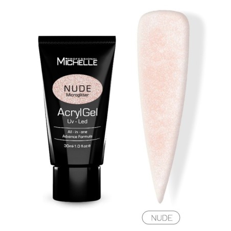 Reconstrucción en acrygel o polygel: Acrylgel Microglitter 30ML - Nude Uso profesional