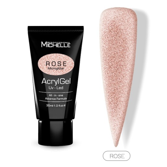 ricostruzione in acrygel o polygel: ACRYLGEL MICROGLITTER 30ML - ROSE Uso professionale