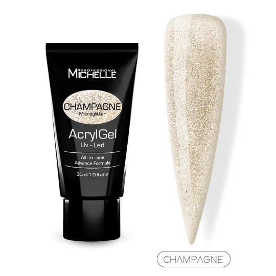 ricostruzione in acrygel o polygel: ACRYLGEL MICROGLITTER 30ML - CHAMPAGNE Uso professionale