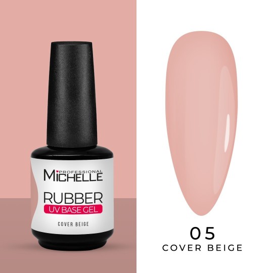 Reconstrucción de uñas gel Rubber BASE Gel Builder 05 COVER BEIGE - 15ml semitransparente uso profesional
