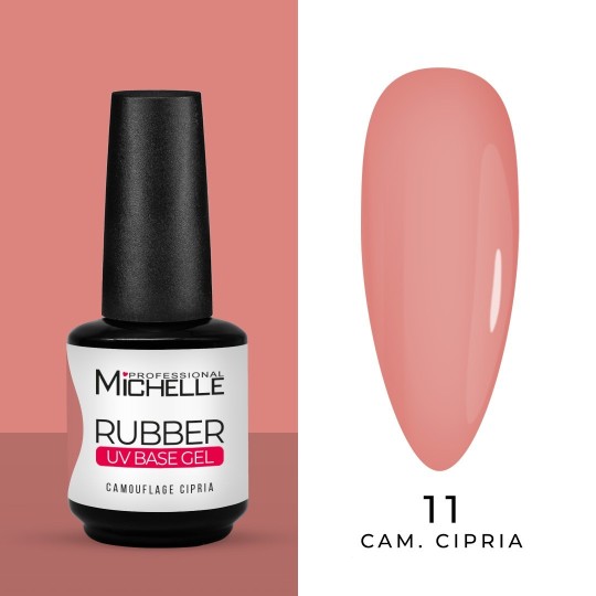 ricostruzione in gel per unghie RUBBER BASE GEL BUILDER 11 CAMOUFLAGE CIPRIA - 15ml semitrasparente uso professionale
