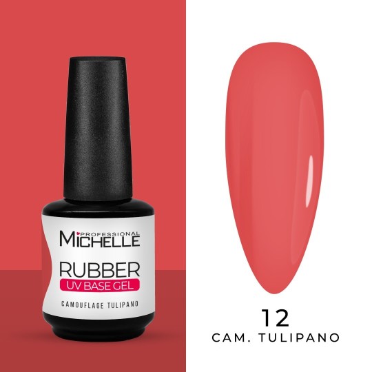 gel de reconstruction d'ongles Rubber BASE Gel Builder 12 Camouflage TULIP - 15 ml semi-transparent usage professionnel
