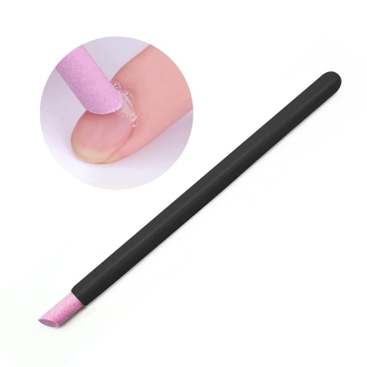 Accessoires pour ongles STYLO REPOUSSE CUTICULES AVEC POINTE EN PIERRE PONCE - NOIR Usage professionnel nails