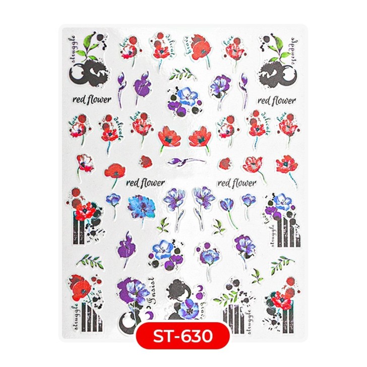Nail art y decoraciones de uñas: Stickers PEGATINAS ST630 amapolas Stickers PEGATINAS
