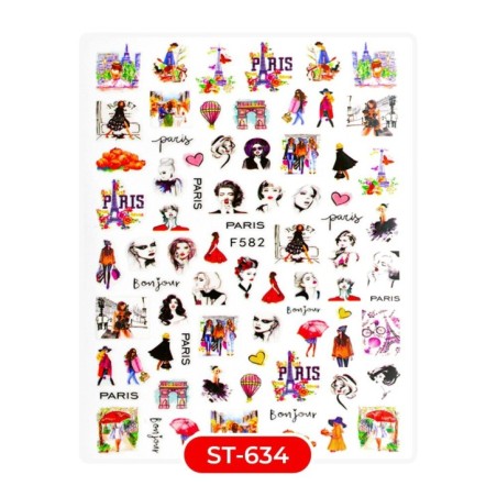 Nail art y decoraciones de uñas: Stickers PEGATINAS ST634 love en parís Stickers PEGATINAS