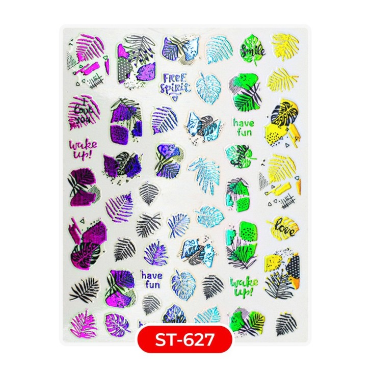 Nail art et décorations d'ongles : STICKERS Stickers ST627 feuilles rainbow STICKERS Stickers