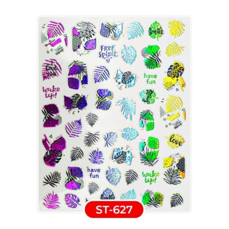 Nail art et décorations d'ongles : STICKERS Stickers ST627 feuilles rainbow STICKERS Stickers