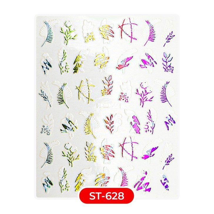 Nail art et décorations d'ongles : STICKERS Stickers ST628 plumes arc-en-ciel blanches STICKERS Stickers
