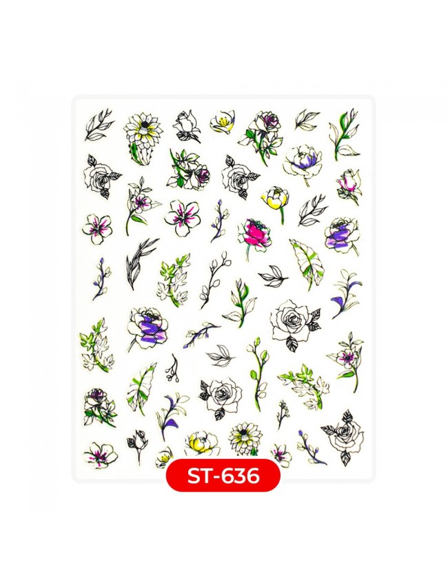 Nail art e decorazioni per unghie:  ADESIVI STICKERS ST636 fiori ADESIVI STICKERS