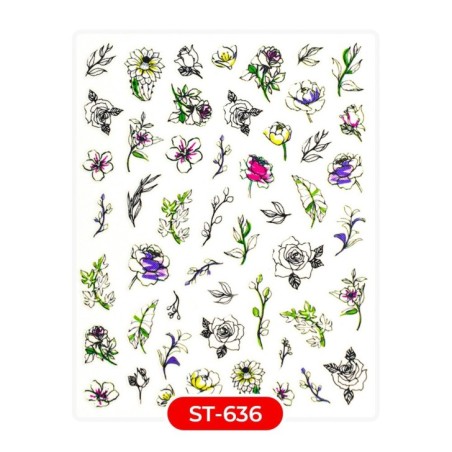 Nail art and nail decorations: STICKERS Stickers ST636 flowers STICKERS Stickers