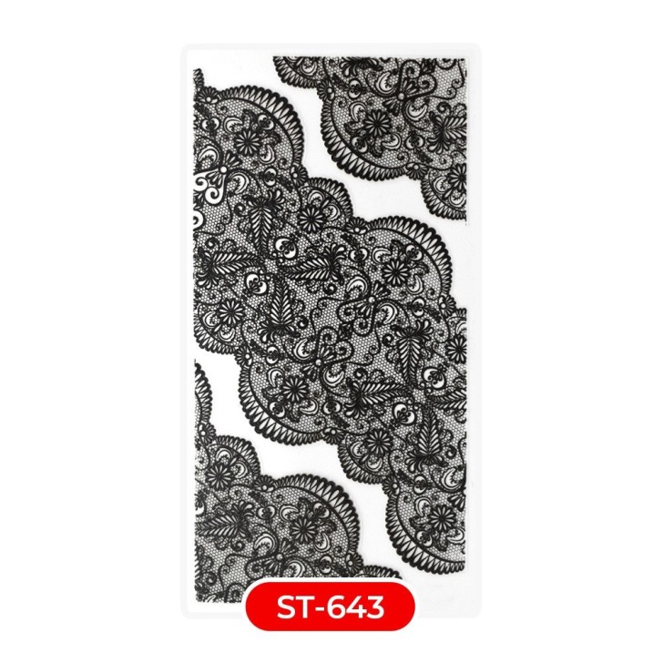 Nail art y decoraciones de uñas: Stickers PEGATINAS ST643 encaje negro Stickers PEGATINAS