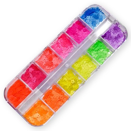 Nail art and nail decorations: Fluo Mix NAIL DECORATION - DC006 Glitter AND Paillettes