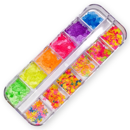Nail art et décorations d'ongles : Fluo Mix NAIL DECORATION - DC008 Glitter AND Paillettes