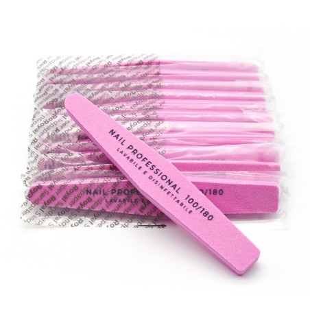 Accessori per unghie 12x LIMA ROSA BUFFER BILATERALE ROMBO 100/180 - SINGLE PACKED Uso professionale nails