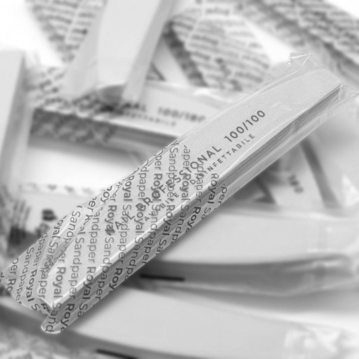 Nail accessories 12x FILE GREY Buffer BILATERAL HALF MOON 100/100 - Single Packed Professional use nails