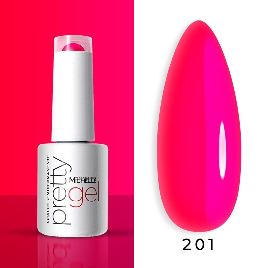 smalto semipermanente colore per unghie Michellenails PRETTY Gel Semipermanente Colour - 201 FLUO