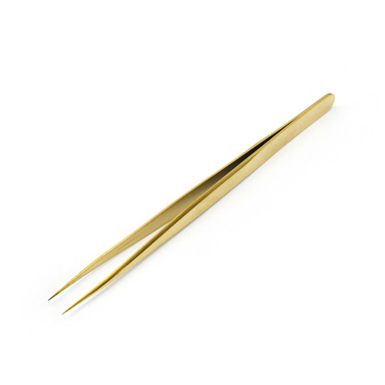 Reconstruction des cils, pince à épiler professionnelle en acier Inox Premium - Droite Gold PIN023 par Michellenails