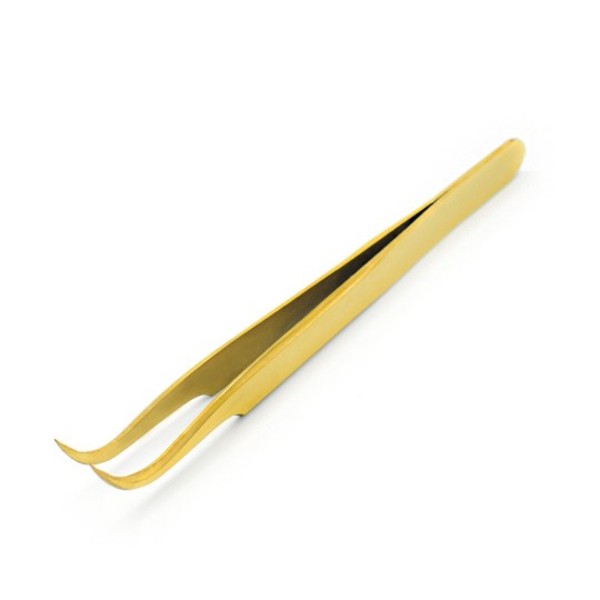 eyelash reconstruction, professional use Premium Inox Steel Tweezers - Curved Gold PIN024 by Michellenails eyelashes