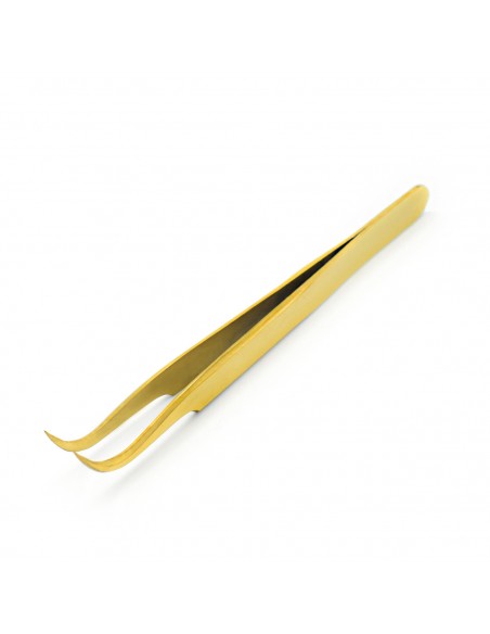 ricostruzione ciglia, uso professionale Pinzetta Premium in Acciaio Inox - Curvo Gold PIN024 di Michellenails ciglie