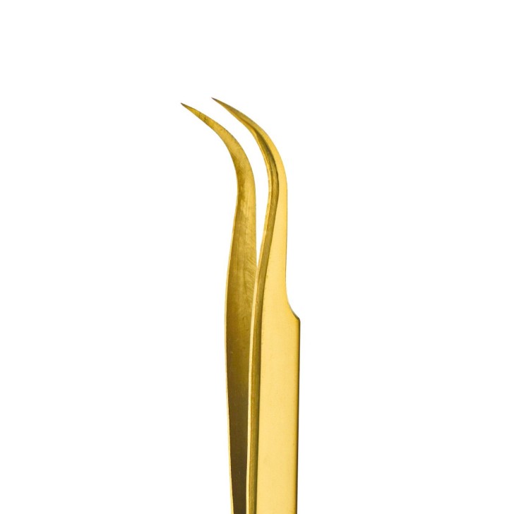 eyelash reconstruction, professional use Premium Inox Steel Tweezers - Curved Gold PIN024 by Michellenails eyelashes