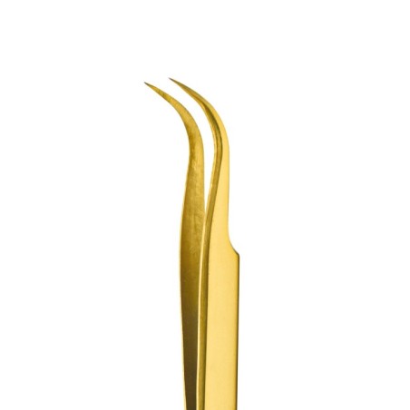 eyelash reconstruction, professional use Premium Inox Steel Tweezers - Curved Gold PIN024 by Michellenails eyelashes
