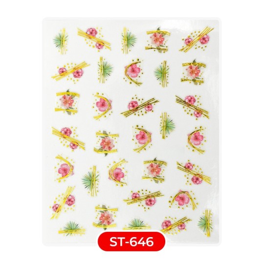 Nail art et décorations d'ongles : STICKERS Stickers ST646 fleurs deco gold STICKERS Stickers